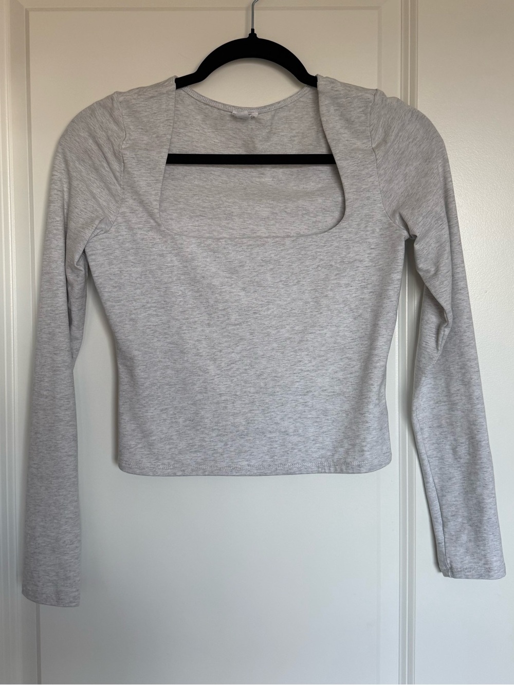 Garage Light Heather Grey Long Sleeve Square Neck Crop Top